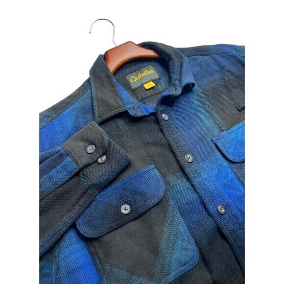 Cabela's Other - Cabela’s Men’s Shacket‎ Shirt Jacket Sz Large Reg  Sleeve Blue Plaid